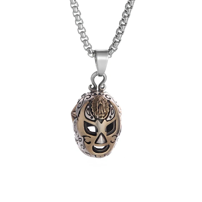 Lucha Libre Wrestler Luchadores Mask Necklace Jewelry 2-Tone Sports Pendant