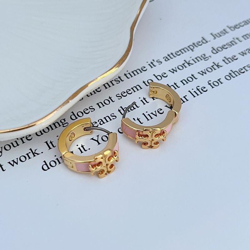 New Burch KIRA Pink ENAMEL HUGGIE EARRING Classic Elegant Lady Little Hoop