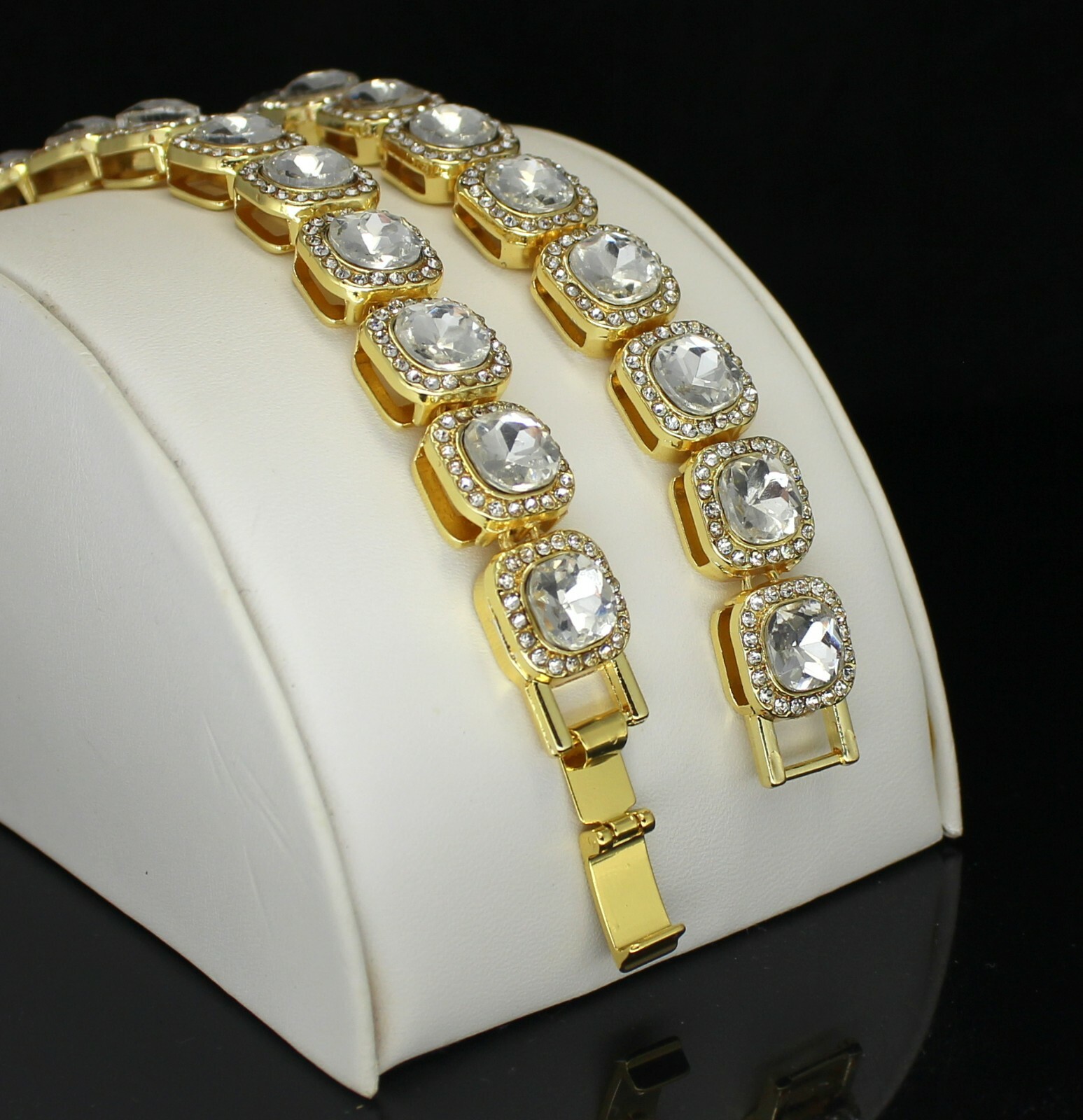12mm Square Tennis Link Cubic Zirconia Gold Plated 16″-30″ HipHop Necklace
