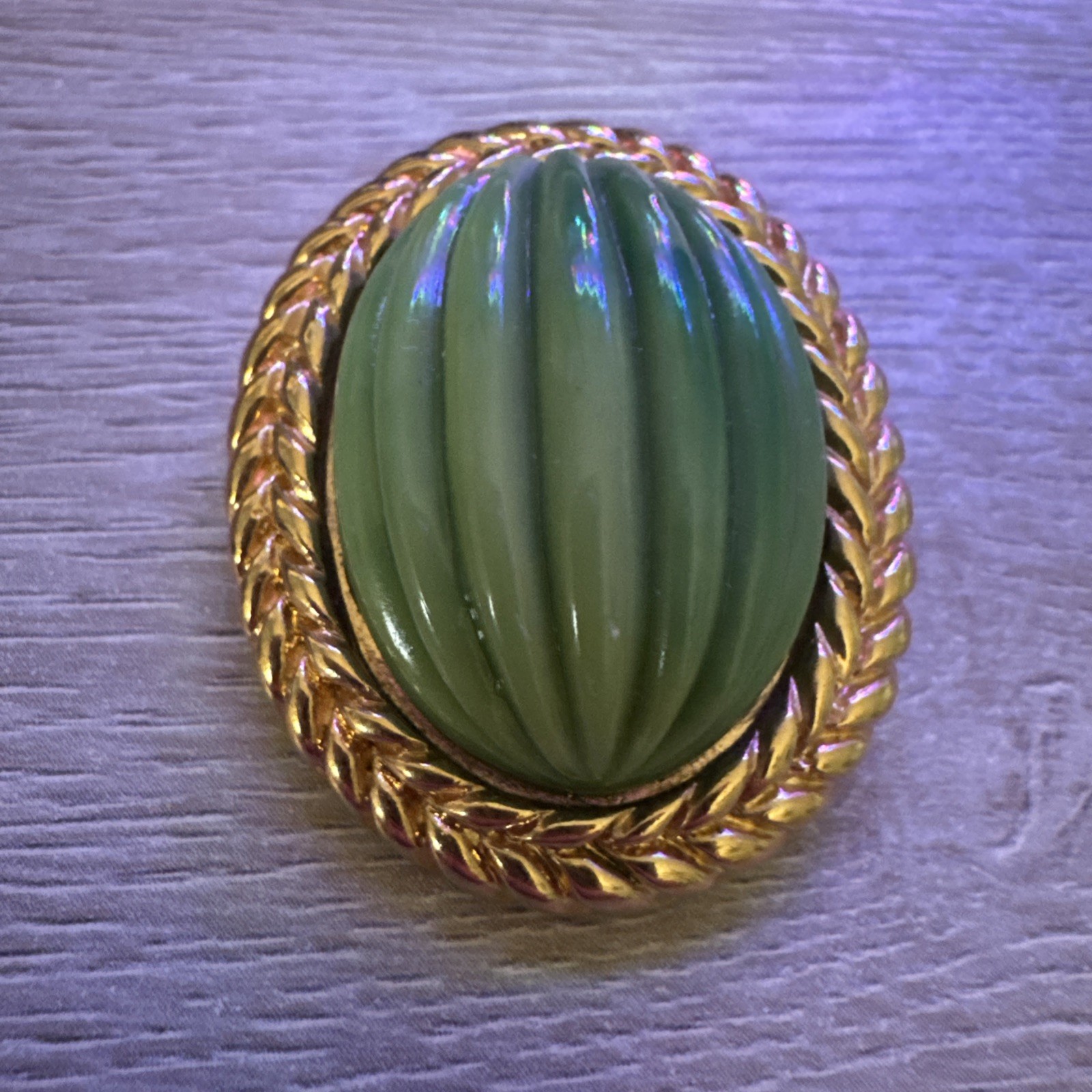 Valentino Vintage Green Gold Oval Earrings