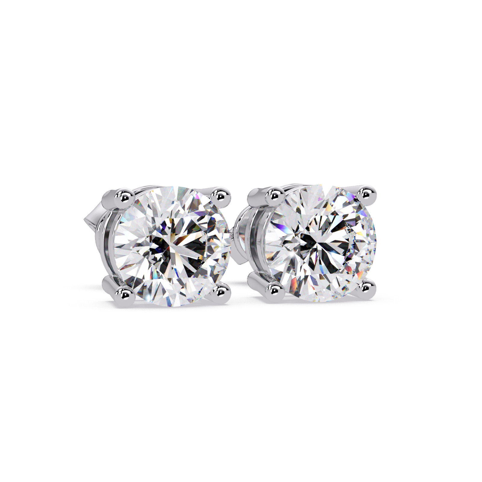 1.00 CTW Round Lab Grown Diamond Stud Earrings VVS 925 Sterling Silver Push Back