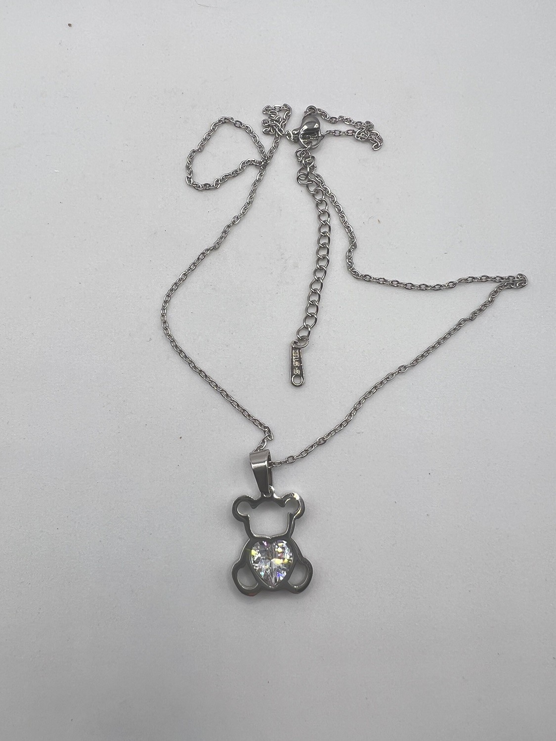 Love Bear Chain Necklace with Cz