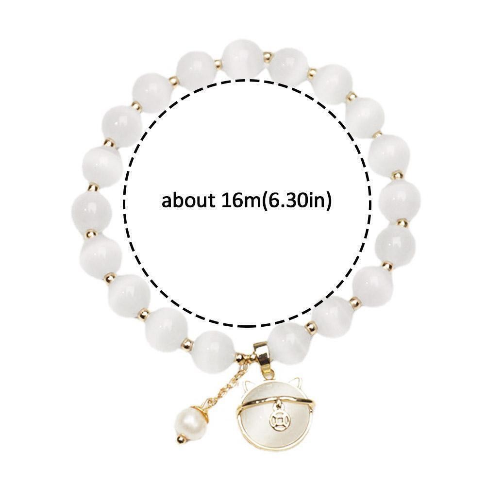 Lucky Moonstone Beads Cat Bracelet Attracting Wealth Women Jewelry Gift US