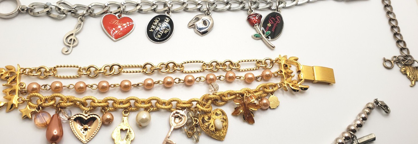 Bundle Charm Bracelets 7 Pre-own Varies sizes. Good Condition See Photos @RK