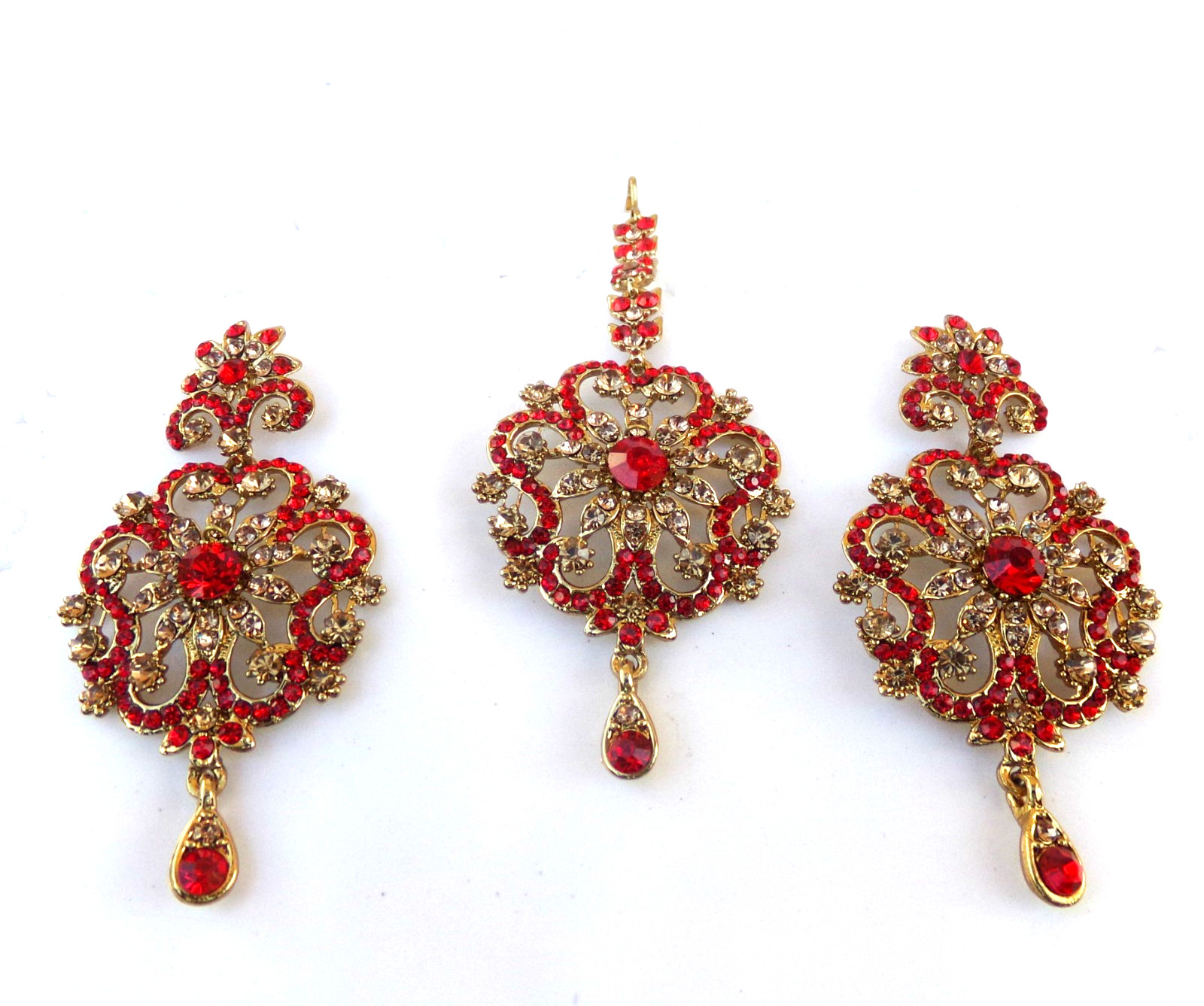 Indian Bollywood Women Tikka Earrings Traditional Set Ethnic Gold Plated Jewelry