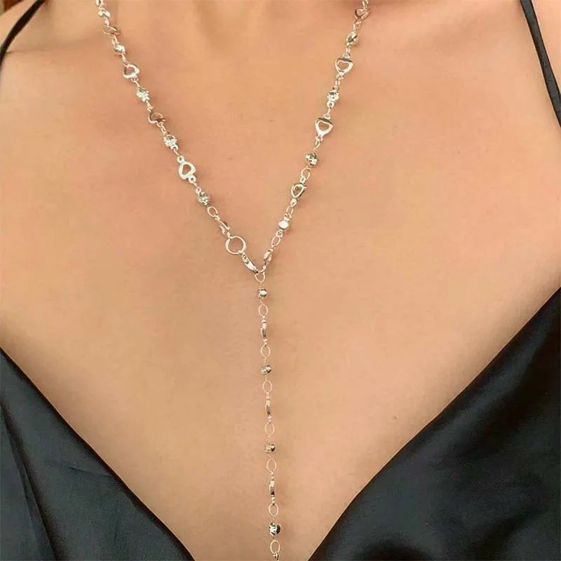 Luxury Heart Colourful Crystal Zircon Necklace for Women Shiny Rhinestone Long T