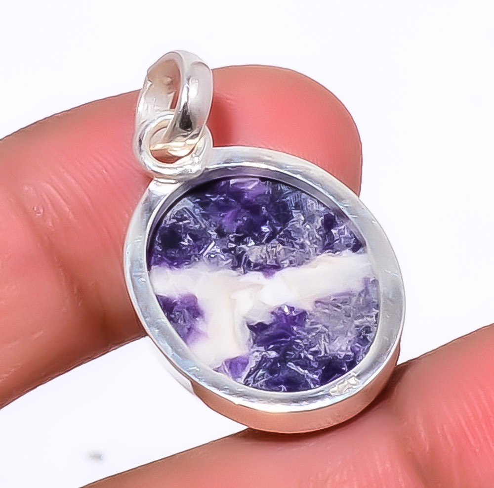 Lepidolite – San Diego Gemstone 925 Sterling Silver Jewelry Pendant 1.17″ A372