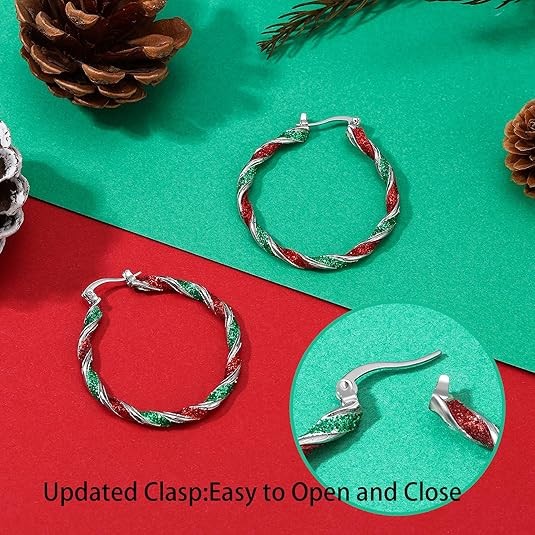 Christmas Twisted Earrings Colorful Oil Drop Circle Stud Earrings Christmas Gift