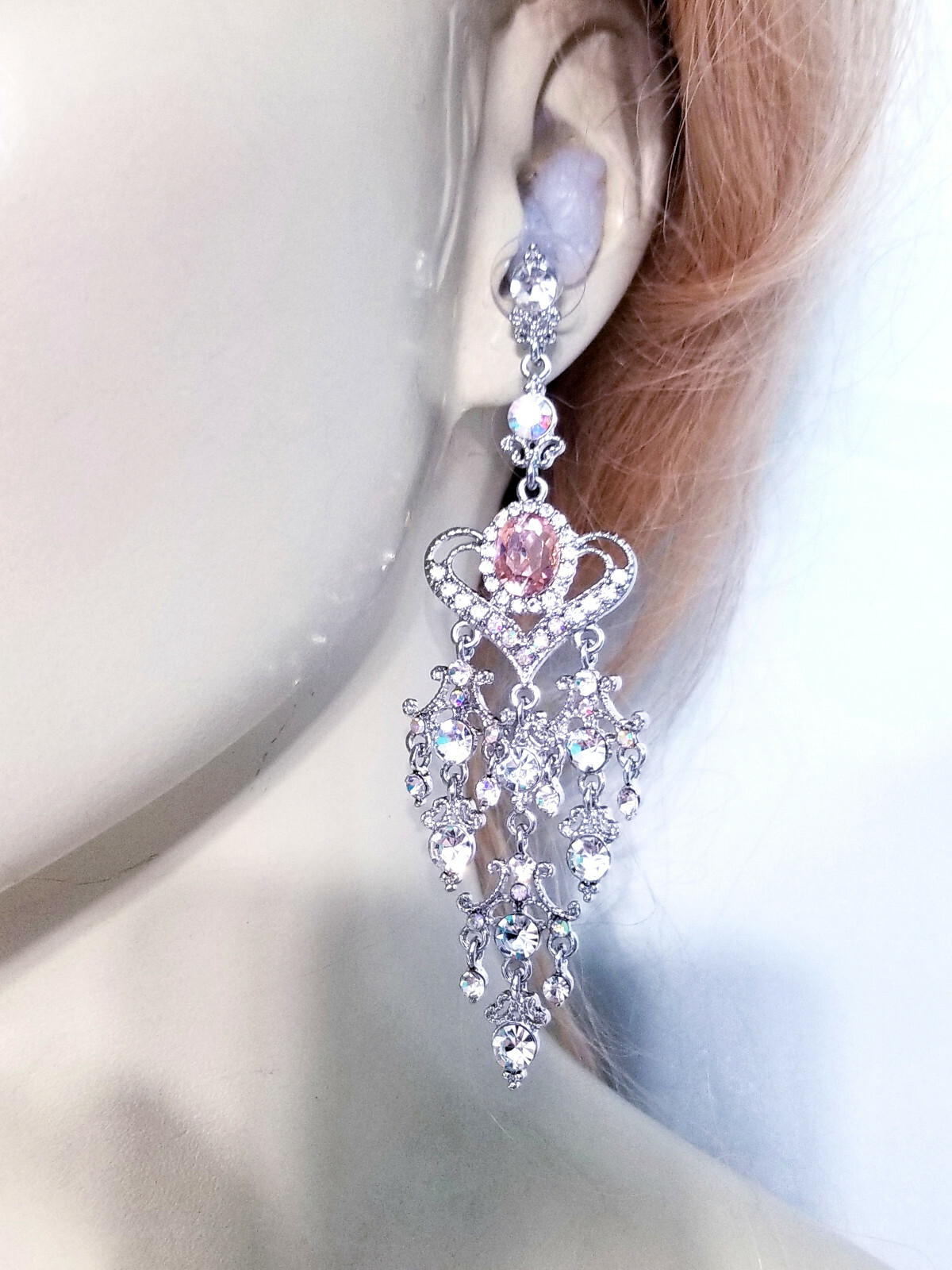 Chandelier Drop Earrings, 4 Inch Bridesmaid Earrings, Prom Pageant Jewelry