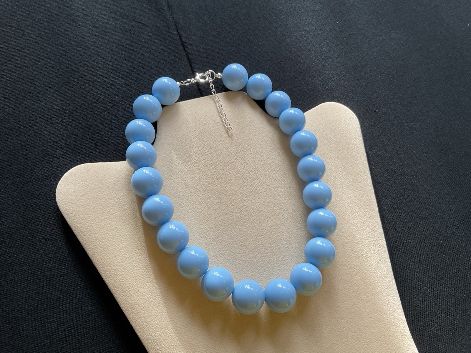 Chunky Sky Blue Beads Adjustable Choker Necklace