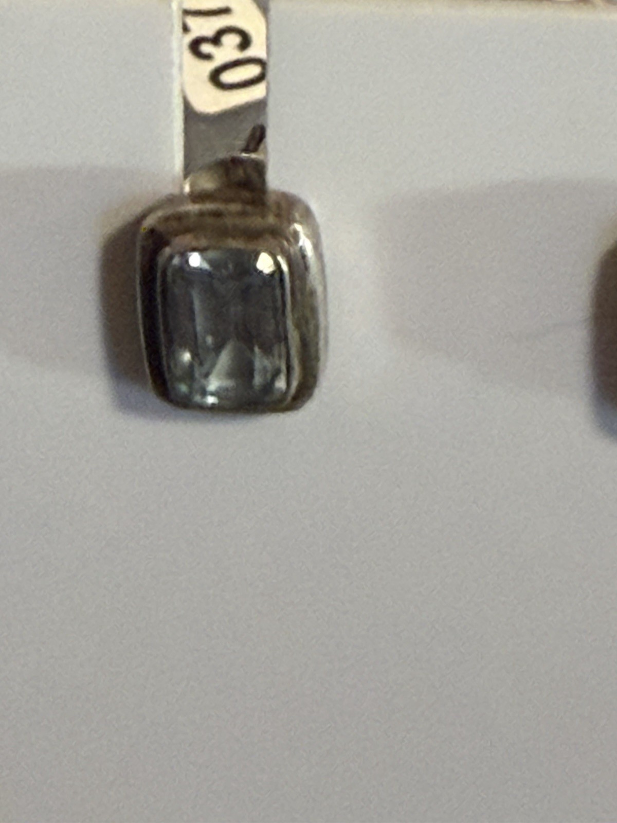 Vintage Rectangle Blue Topaz Sterling Silver Earrings #360