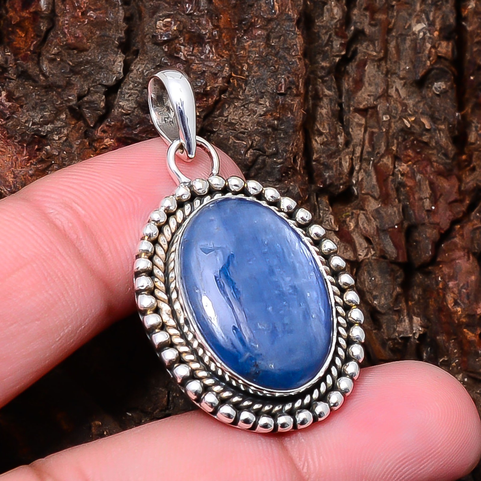 Kyanite – Nepal Designer Handmade 925 Sterling Silver Pendant 1.56″ P10699125710