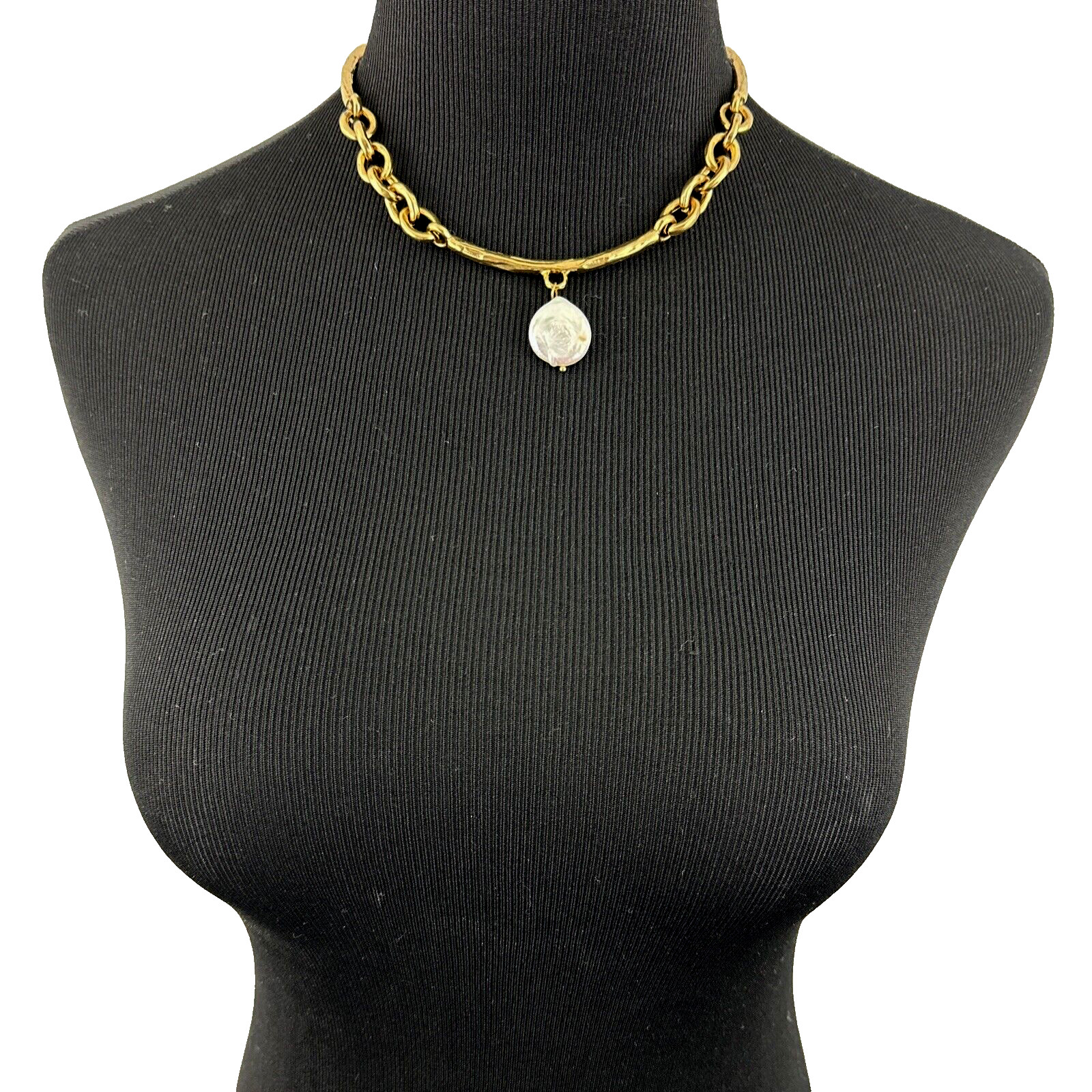 WHBM 3-in-1 necklace – NEW gold & pearl layered convertible brutalist 2 strand