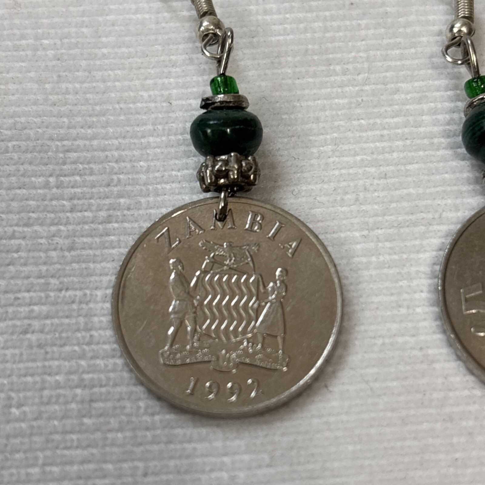 Zambia 50 Ngwee 1992 – Coin Earrings Africa Dangling Pierced