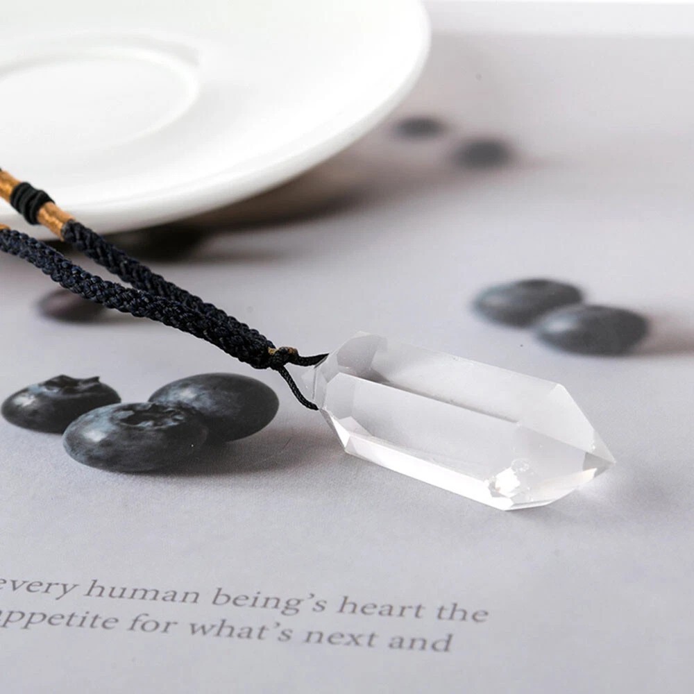 Natural Clear Quartz Crystal Pendulum Pendant Necklace Chakra Gemstone Healing