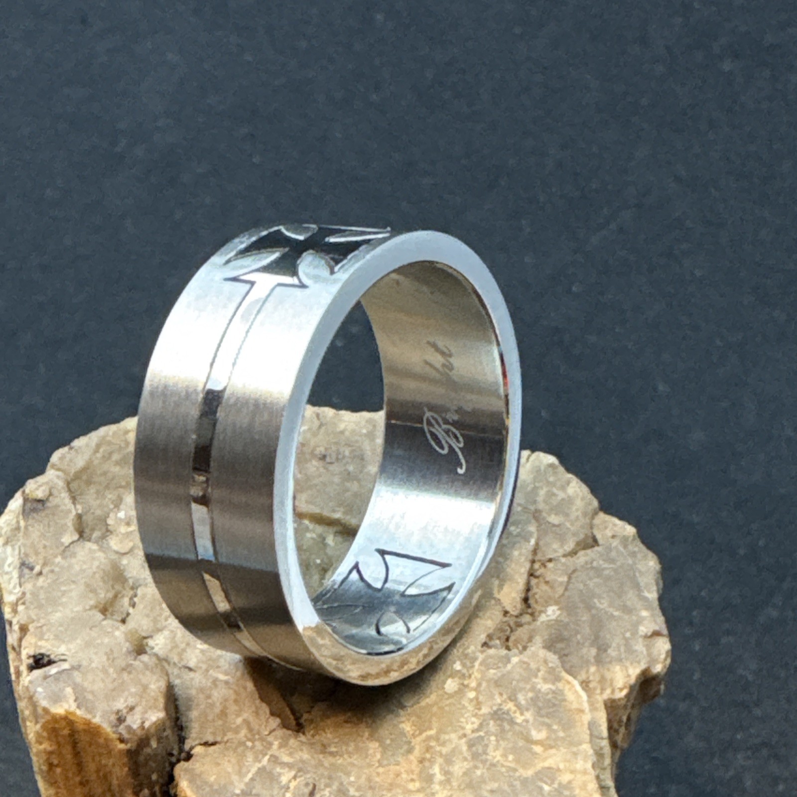 Iron Cross Puzzle Ring Size 11 Stainless Steel 9mm Shiny and Matte Finish