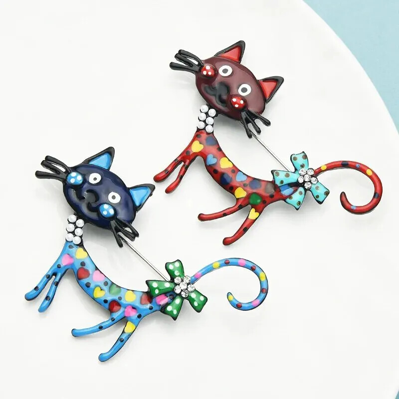 Lovely Cat Enamel Brooch Animal Casual Party Pins Jewelry For Women Men