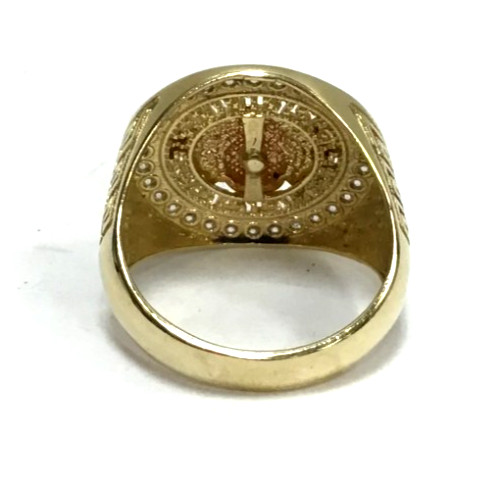 (MA3) Men’s 14k Yellow Gold 9.1 Grams CZ Greek Key Fashion Ring – Size 10