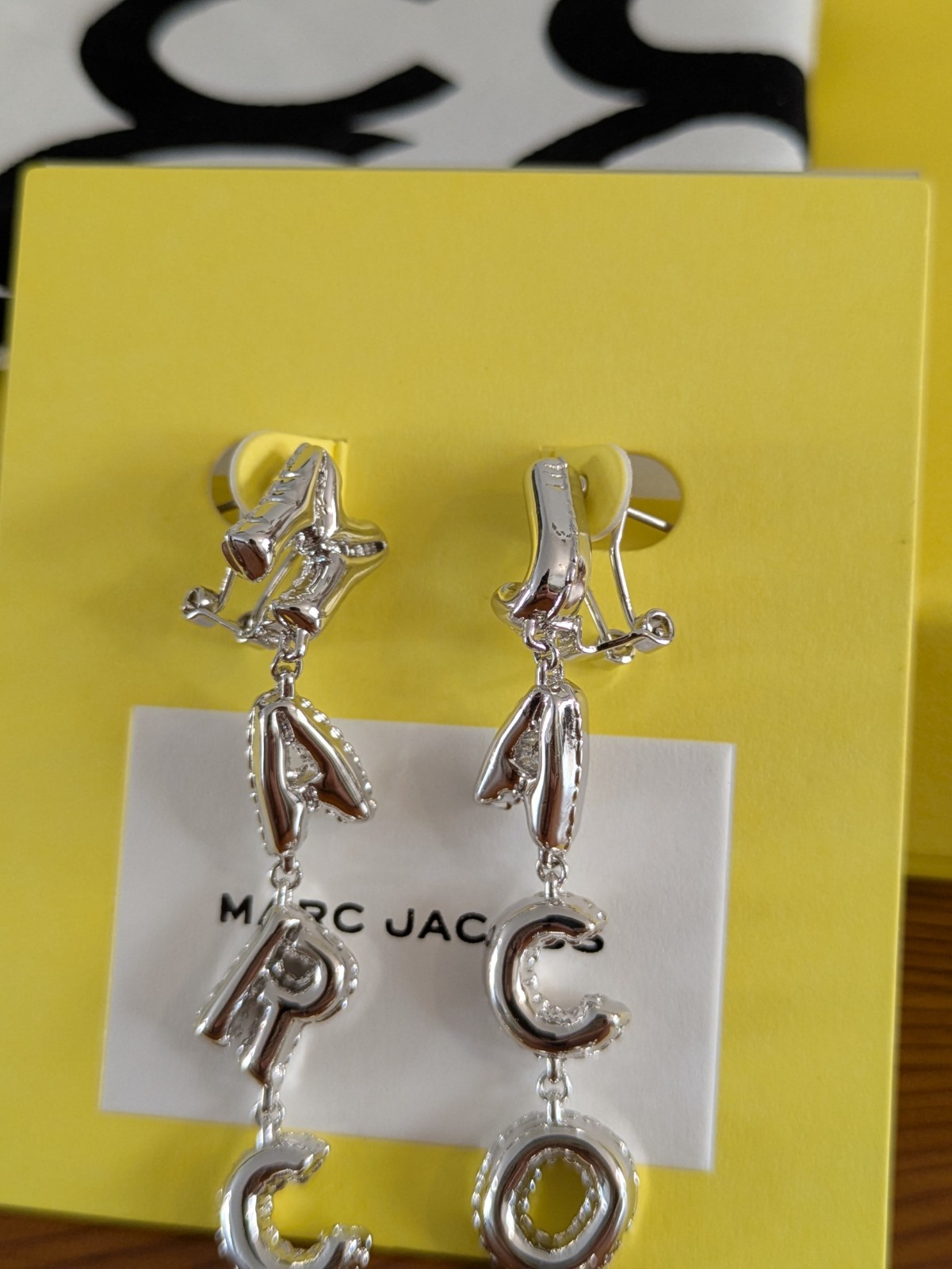 Marc Jacobs Asymmetrical Balloon Drop Earings Silver Statement Designer
