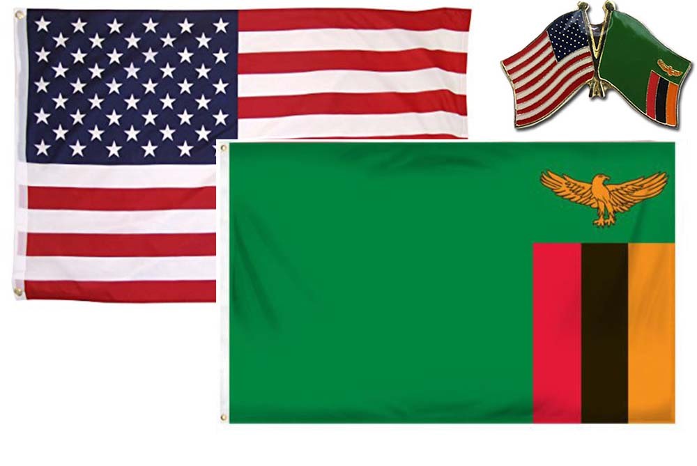 Wholesale Combo USA & Zambia Country 2×3 2’x3′ Flag & Friendship Lapel Pin