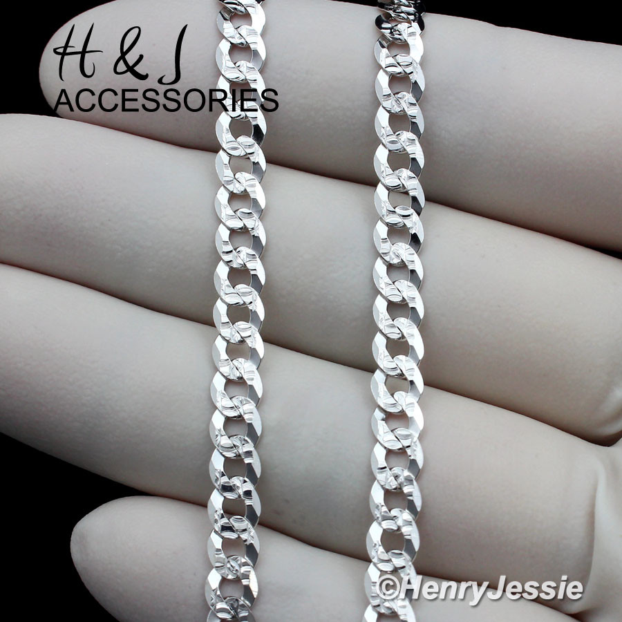 24″MEN 925 STERLING SILVER 4.5MM DIAMOND CUT CUBAN CURB LINK CHAIN NECKLACE*AN17