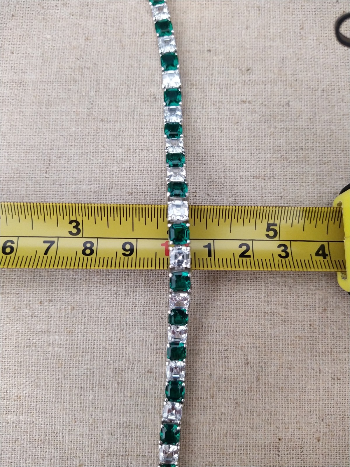 Diamonique Asscher Cut White Emerald Tennis Bracelet Sterling Silver 925 8″ New