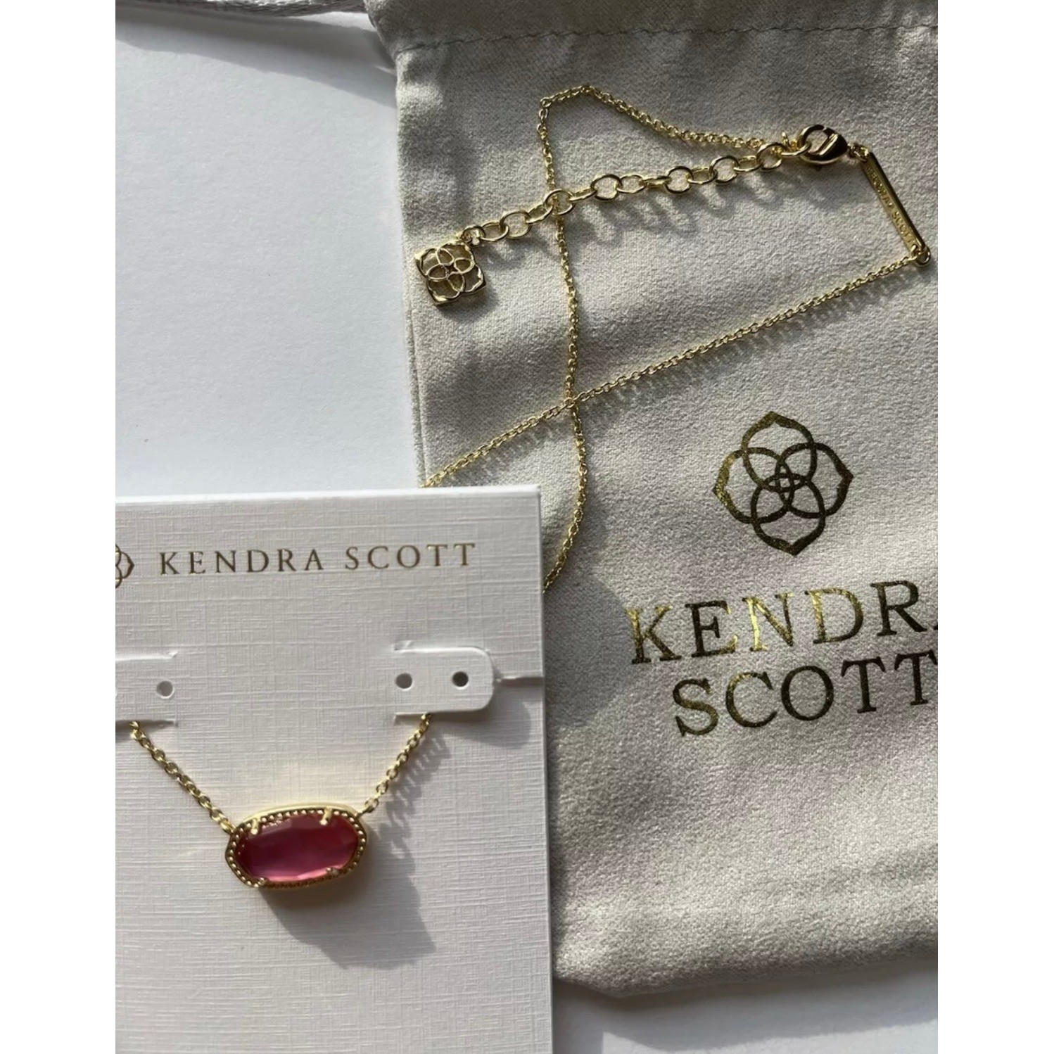 🎀Kendra Scott Elisa Oval Pendant Short Necklace in Azalea Illusion Gold New✨