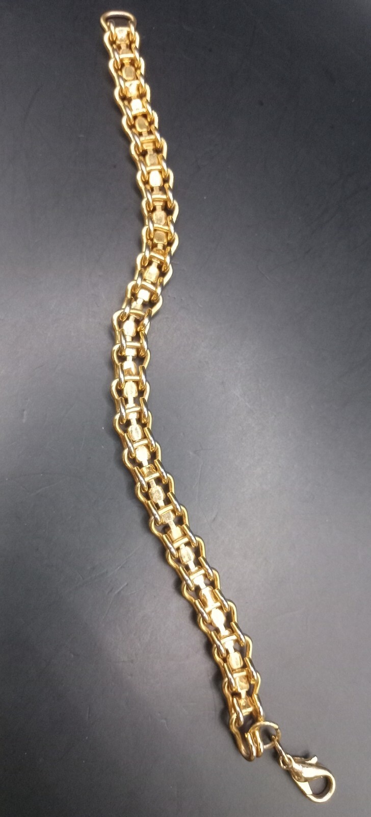 Gold Tone Purple & Clear Rhinestone Detail Bracelet 7.5″ #487