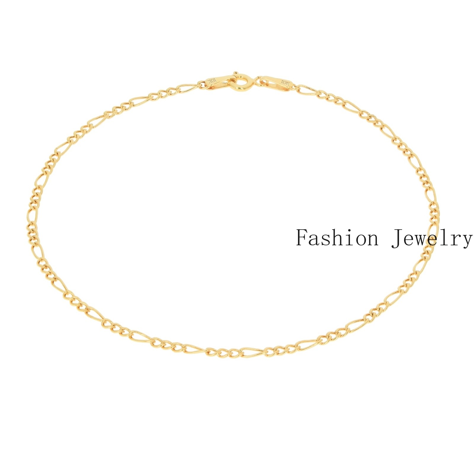 10K Yellow Gold 3.5mm-9mm Italian Figaro Chain Link Bracelet Mens Women 7″ 8″ 9″
