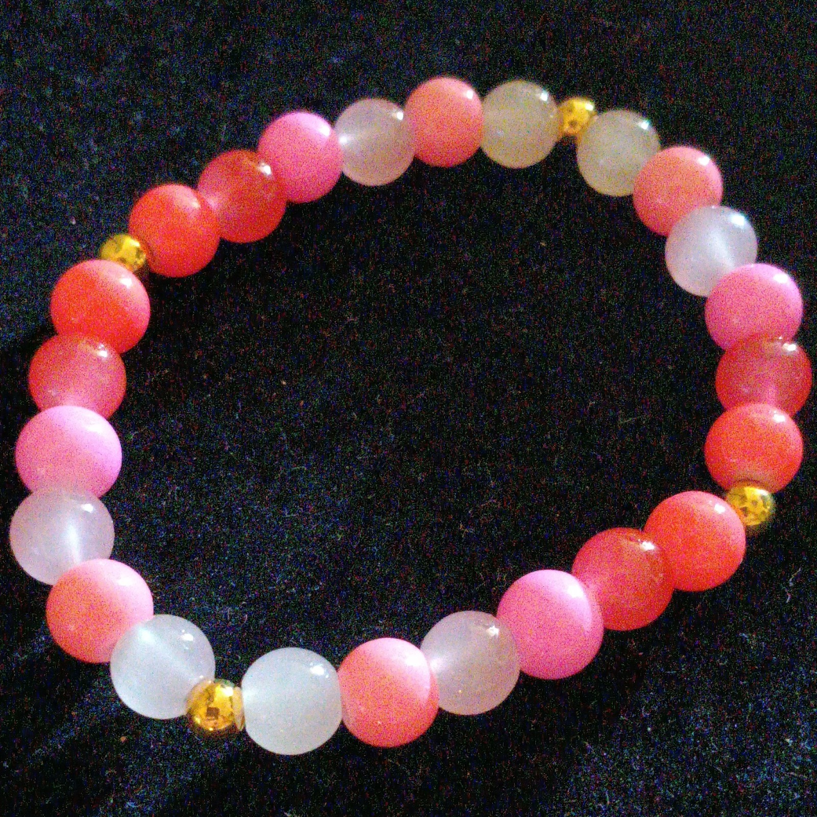 Set of 10 Multicolor Glass & Acrylic Bead Stretch Slip-On Stackable Bracelets