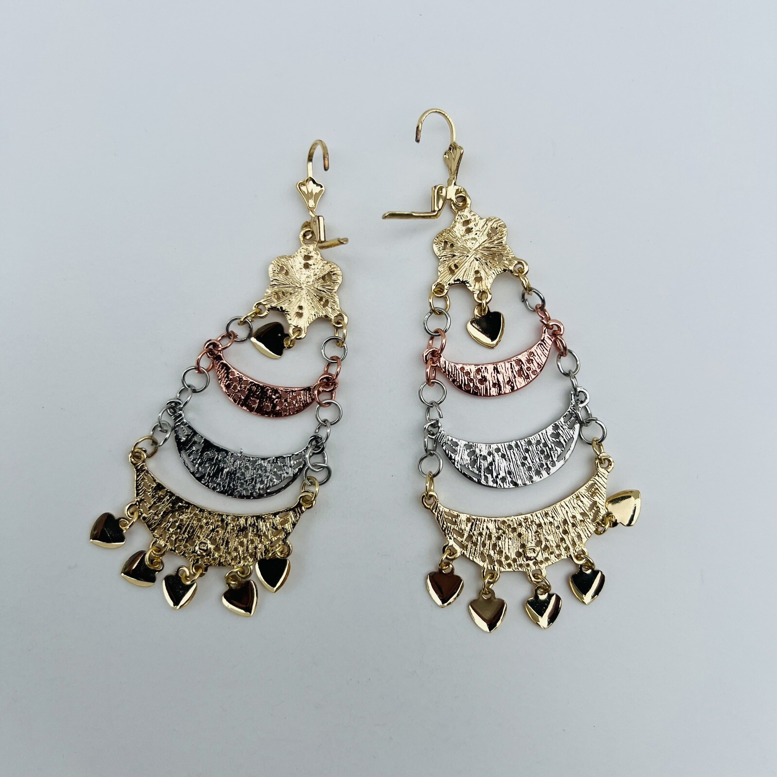 Chandelier Tricolor (White Pink Gold) Plated Fashion Earrings for All Occasions