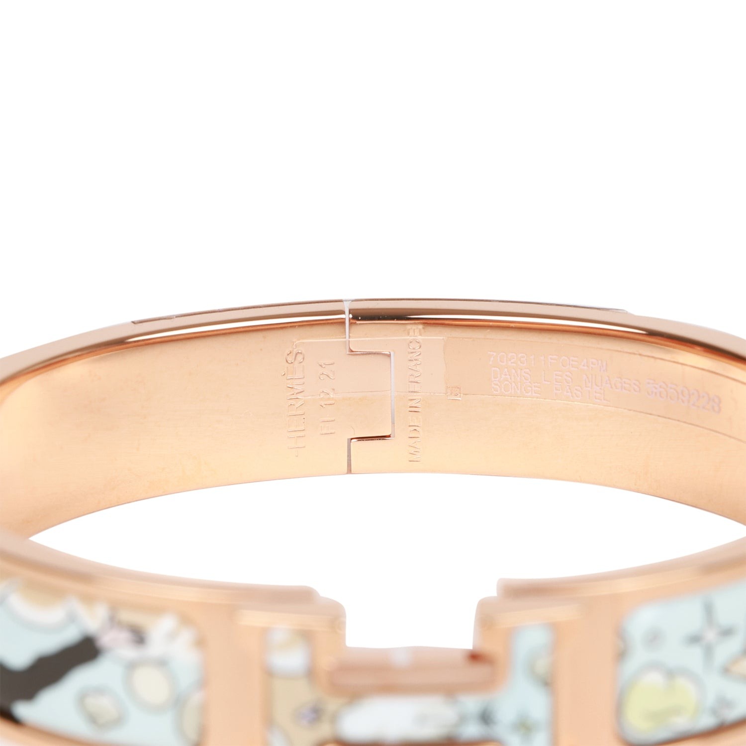 Hermès Dans Les Nuages Clic Clac H Narrow Enamel Bracelet PM RGHW