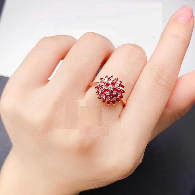 Attractive Cocktail Ring 2.97 Ct Pear Cut Simulated Ruby 14K Yellow Gold Plated