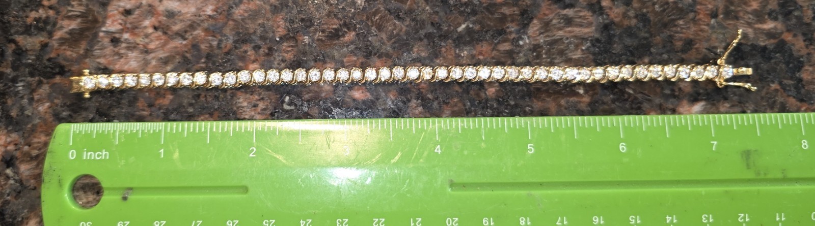7¼” CZ & Plated Yellow Gold TENNIS BRACELET [no carat stamp]