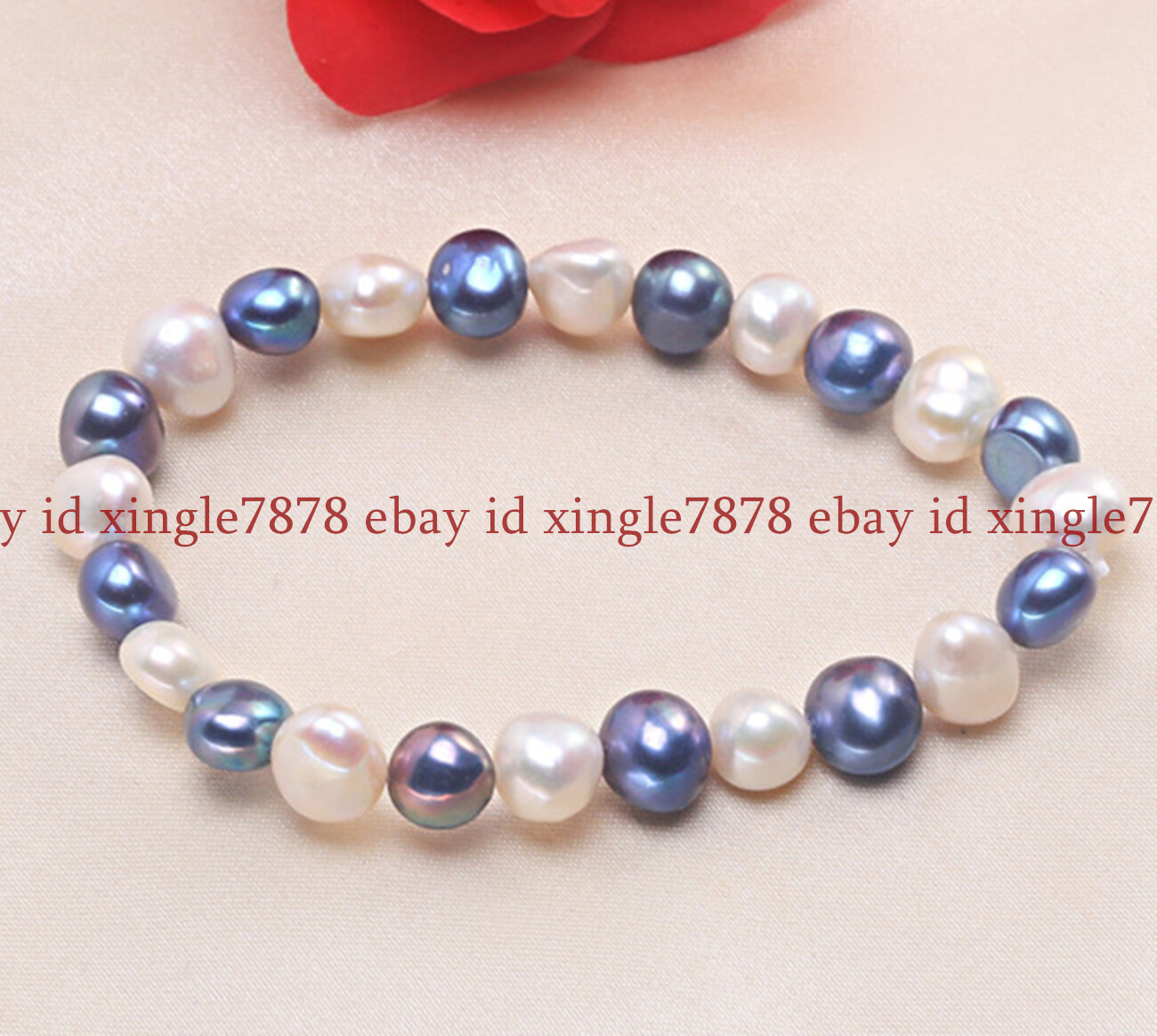 Genuine 8-9mm Natural Multicolor Freshwater Baroque Pearl Stretchy Bracelet 7.5″