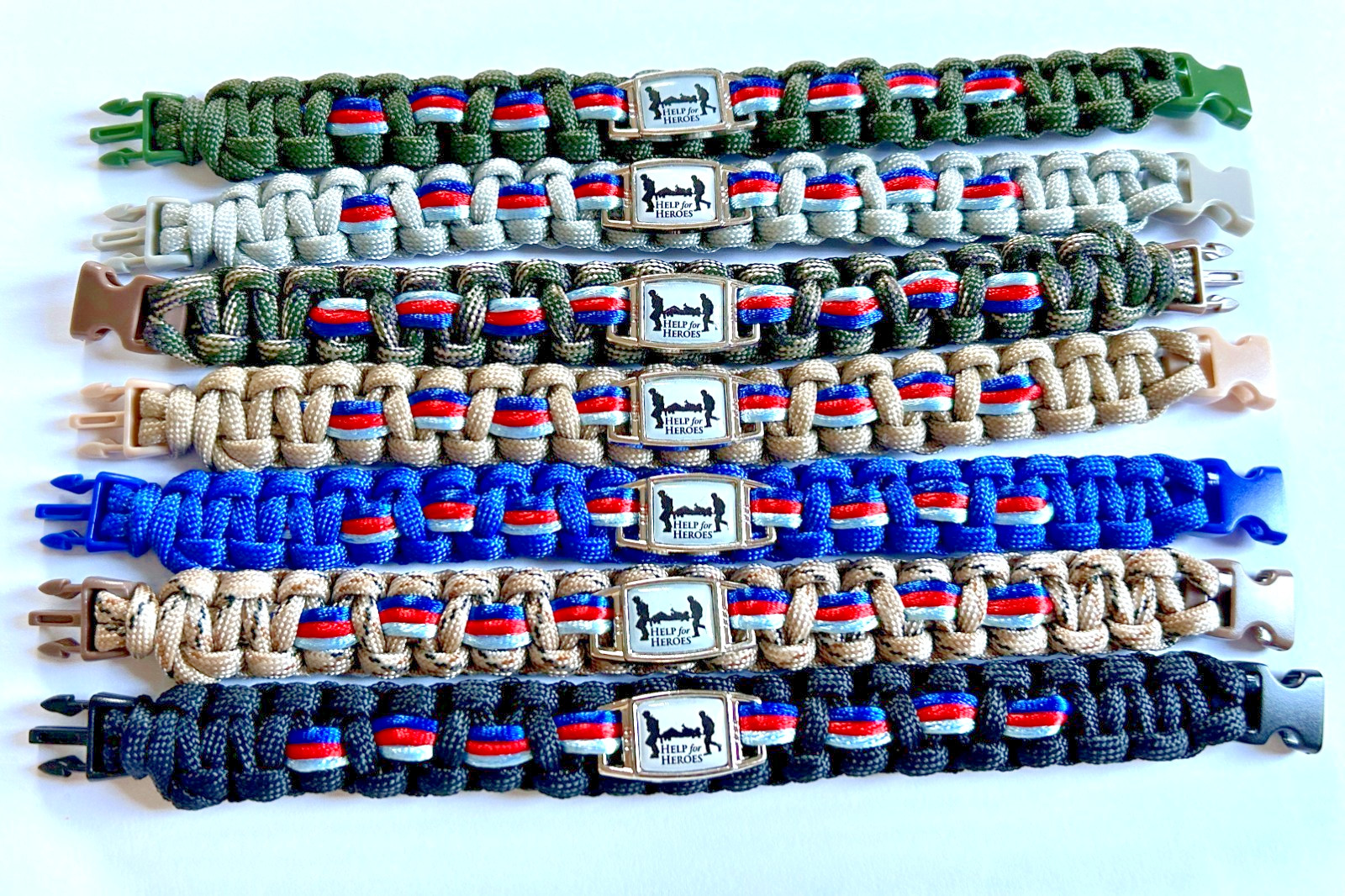 NEW! MILATARY COLOURS : Help For Heroes/Stretcher Bracelet (3 Sizes/7 Colours)