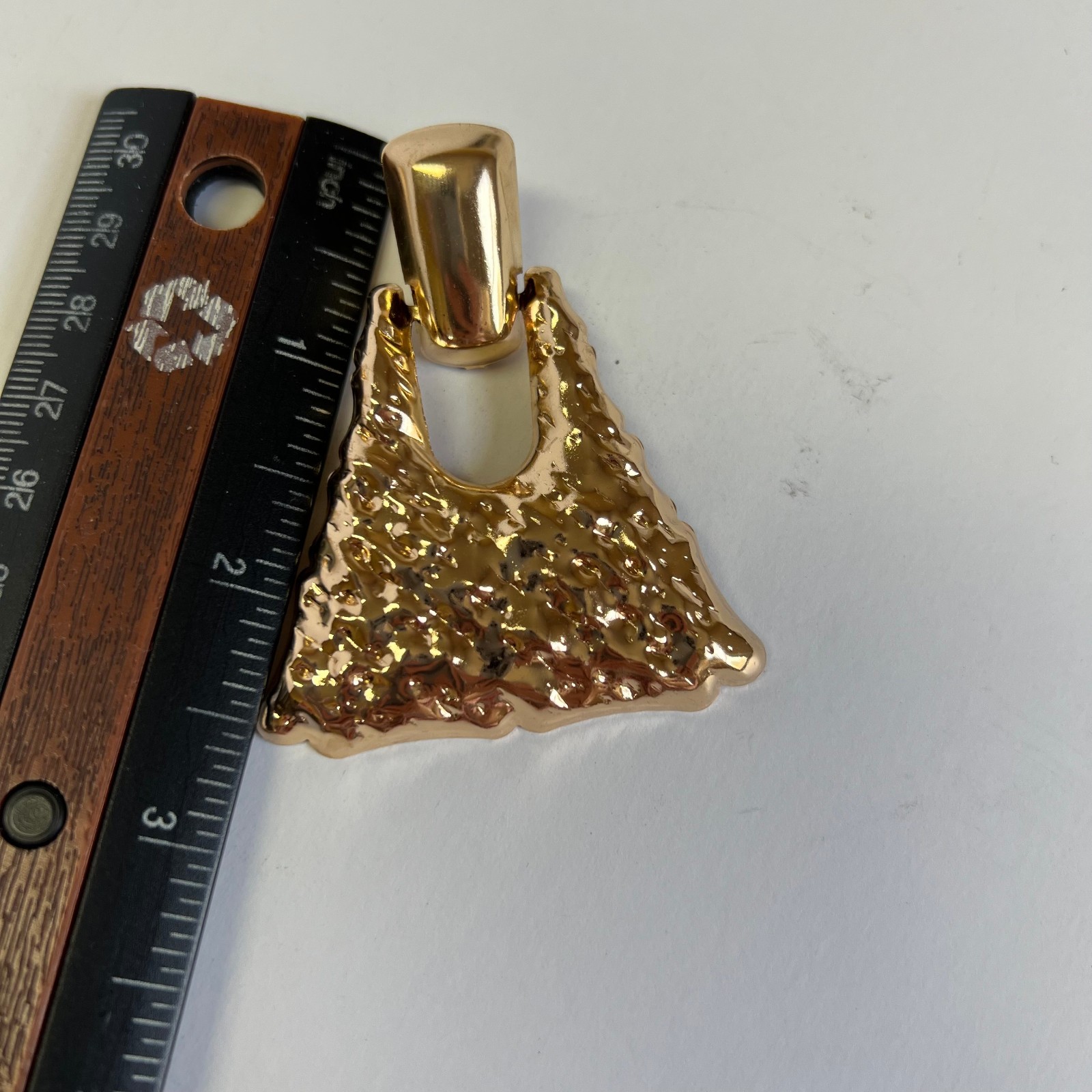 hammered gold earrings pierced back stud dangle gepmetric modren triangle bold