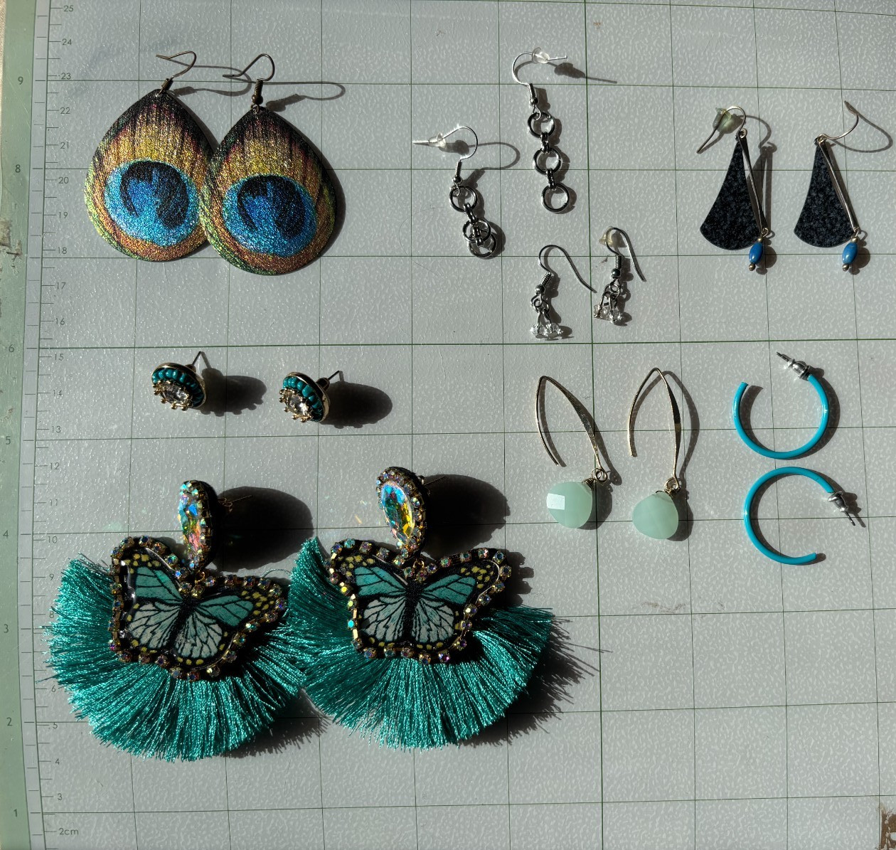 Lot 8 Pair Fashion Earrings Butterfly Tassel Peacock Boho Dangle Hoop Stud