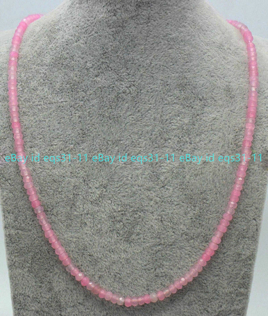 Genuine Natural 2x4mm Multicolor Jade Faceted Gems Roundel Beads Necklace 18”