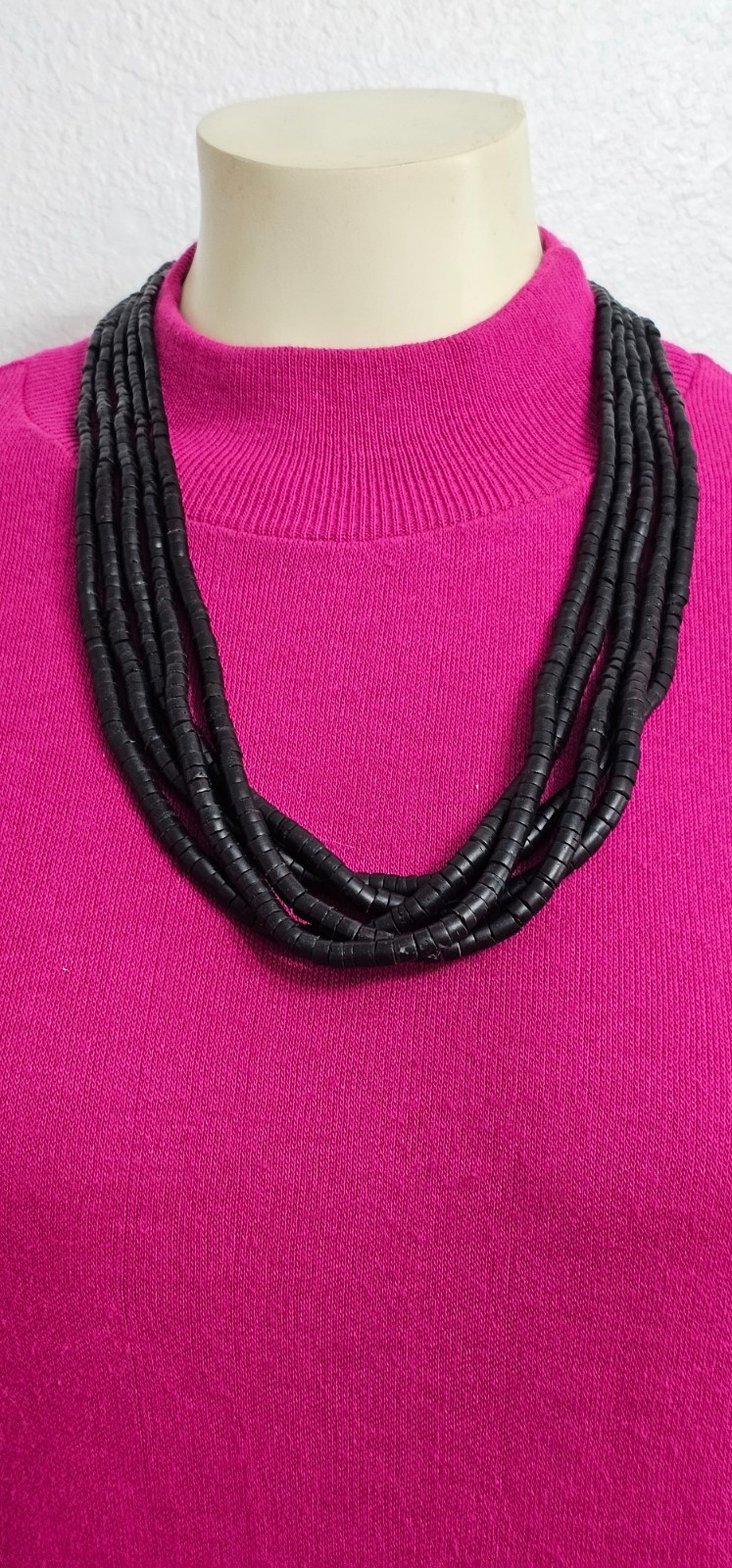 Gerda Monies necklace black 5 strand coconut black beads very good condition