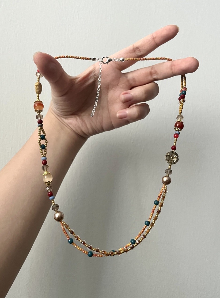 Multicolor Round Beaded Ball/Bead Chain Necklace Adjustable Lobster Clasp