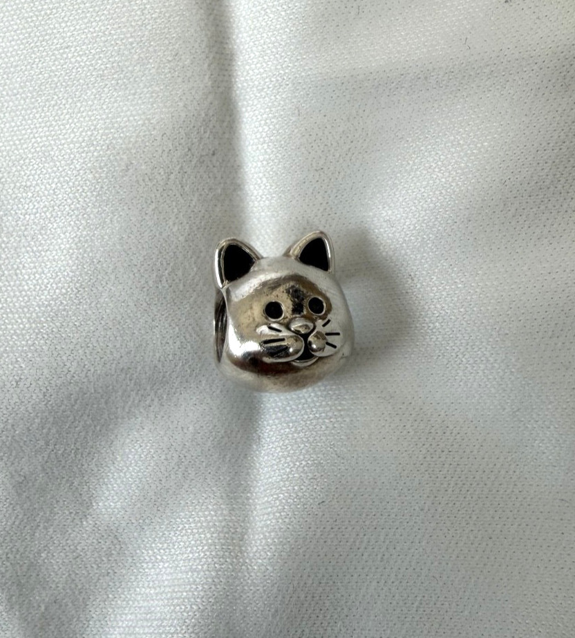 Authentic Pandora Cat Face Charm Sterling Silver S925 ALE