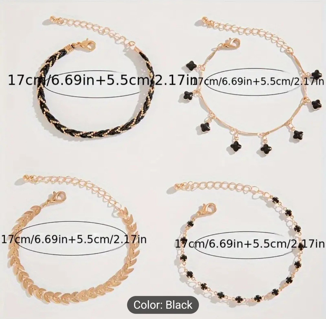 4-Piece Gold & Black Bracelet Set In Gift Box – Perfect for Any Occasion!