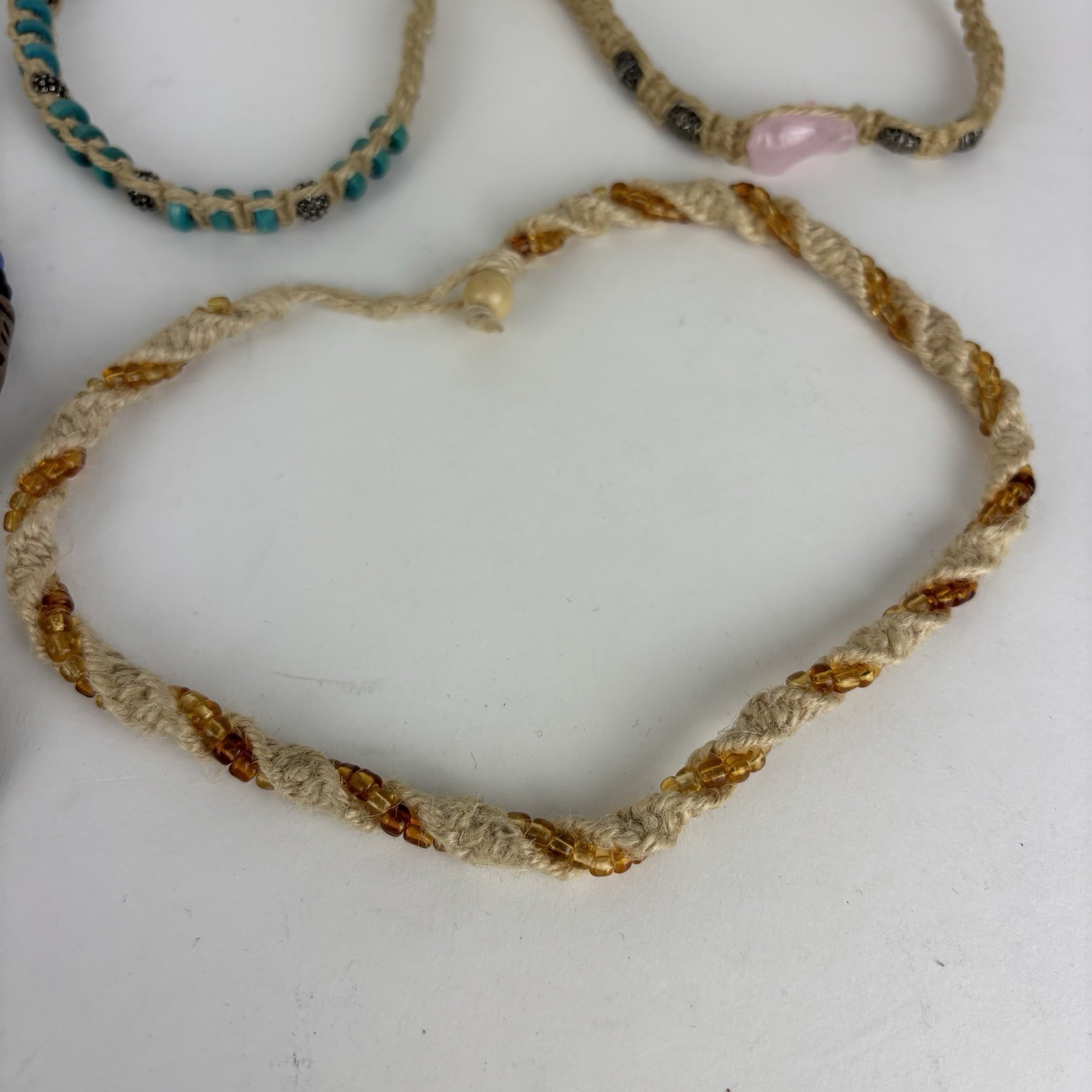 Lot of 7 Boho Necklace Pendants Turtle Dragon Dinosaur Hemp Beaded Jewelry
