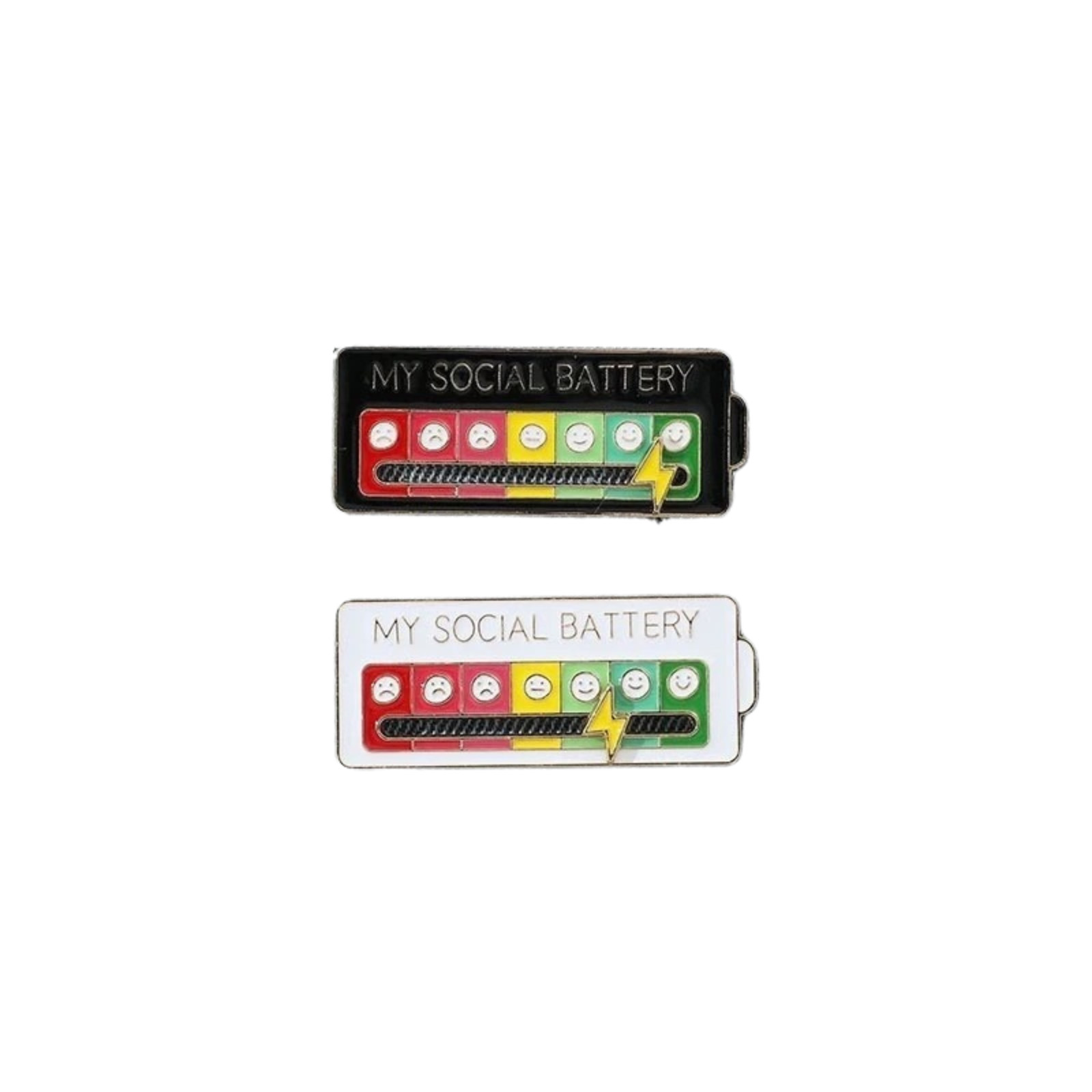 Funny Social Battery Slider Pin – 7-Mood Expression Badge, Cute Interactive Pin