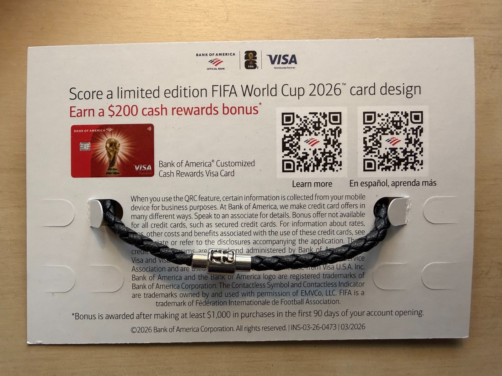 2026 FIFA World Cup Charm Bracelet (BofA Fan Band)