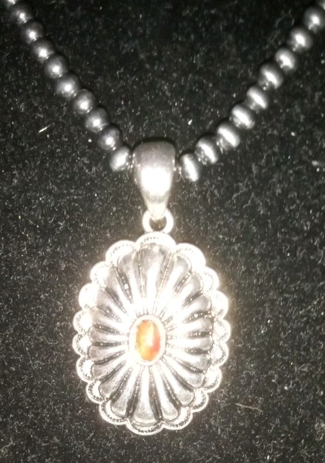 Southwestern Silver Necklace Red Stone No Marks Non-magnetic, Except Extension