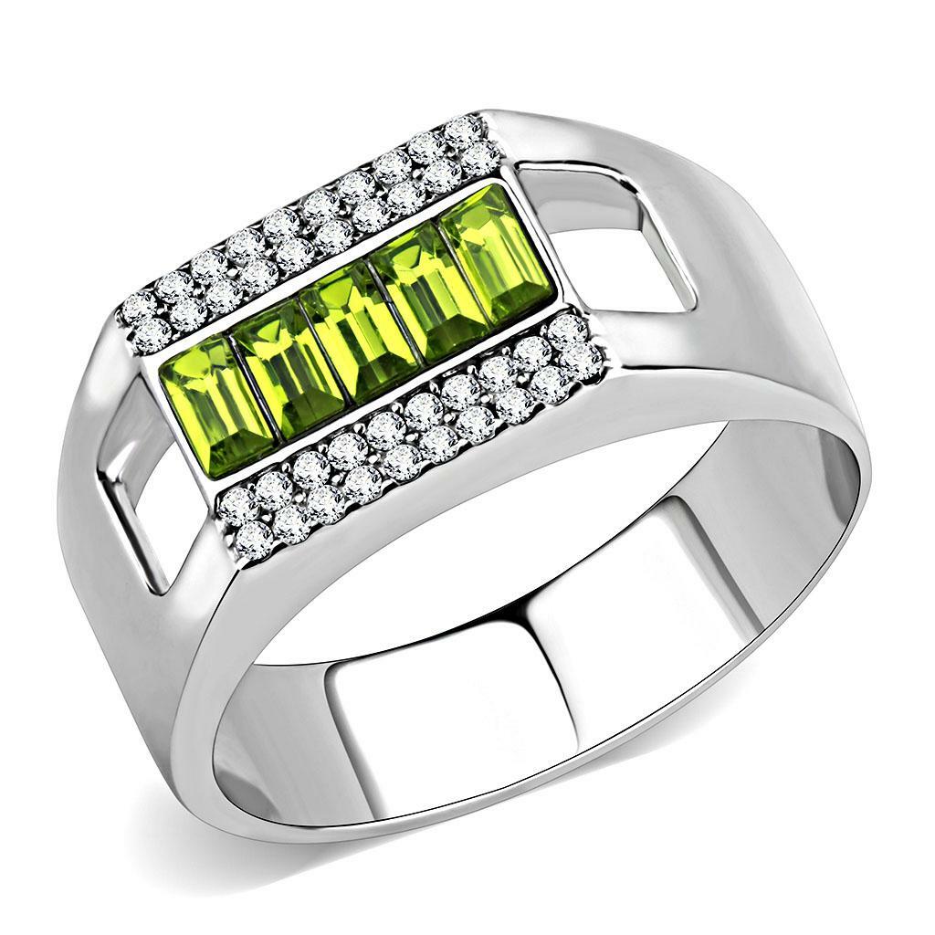 DA289 – High polished (no plating) Stainless Steel Ring with Top Grade Crystal