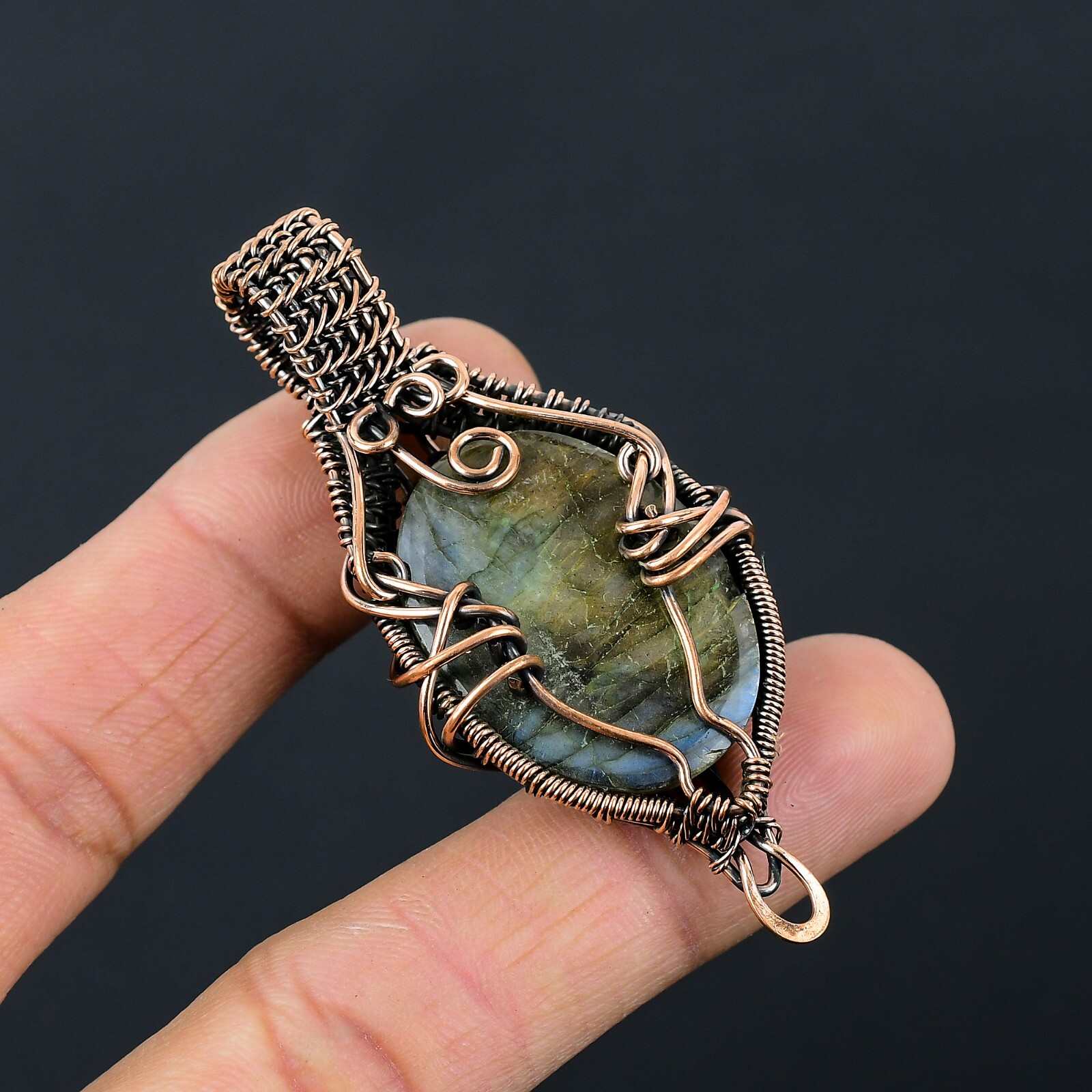 Labradorite Copper Wire Wrapped Pendant Jewelry Festival Gift CCP-002