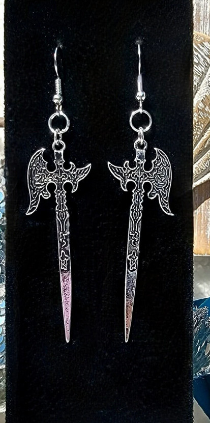 Filigree sword ax earrings